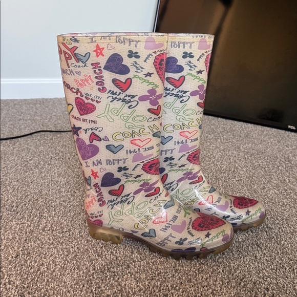 Coach poppy Graphic Print Rain Boots - Picture 1 of 3